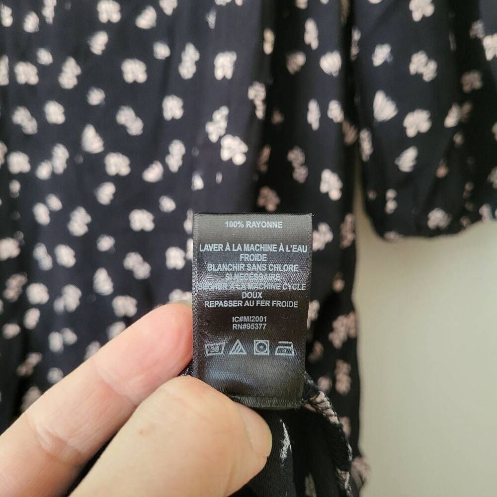 Sanctuary Smocked Floral Midi Dress Black Cream Size 2 - Picture 6 of 9